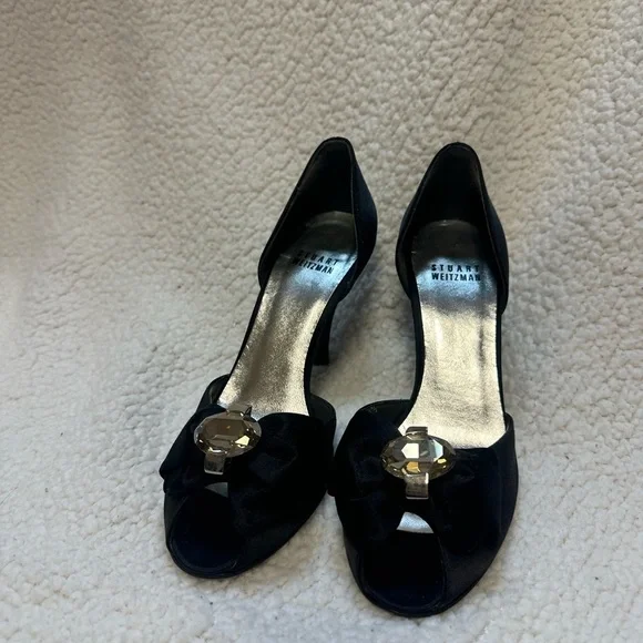 Stuart Weitzman Black Heels with Gem Detail - Picture 5 of 6